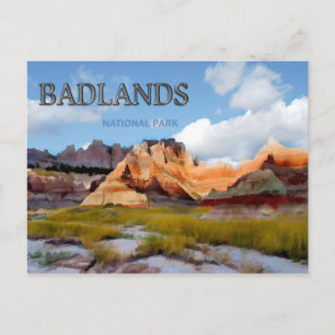 Postal Montañas y cielo en el Parque Nacional Badlands