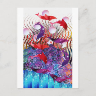 Postal Montando las olas