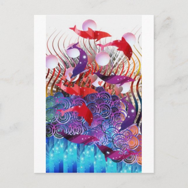 Postal Montando las olas (Anverso)