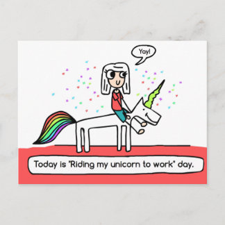 Postal Montando mi unicornio