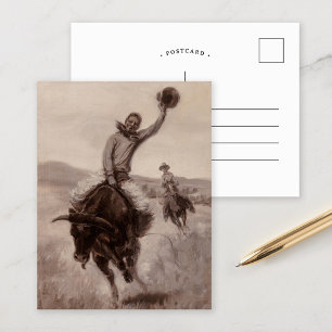 Postal Montando un toro   Elling William Gollings