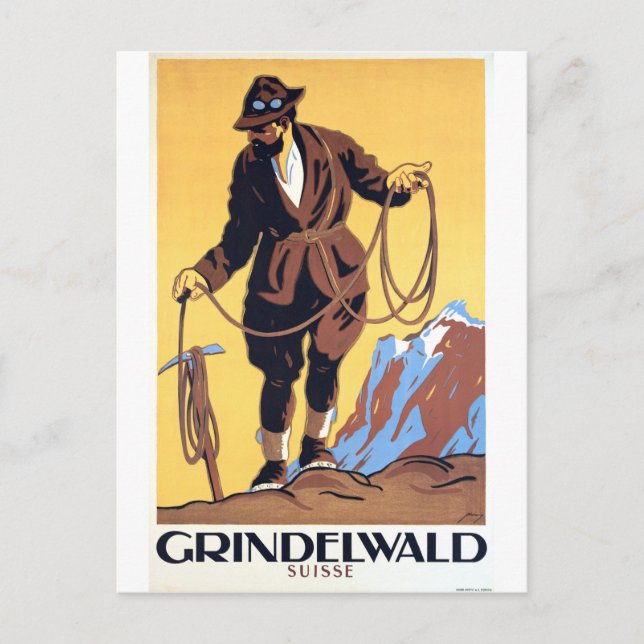 Postal Montañero en Grindelwald, Suiza (Anverso)