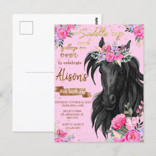 Postal Montar Caballos Cumpleaños Vaquera