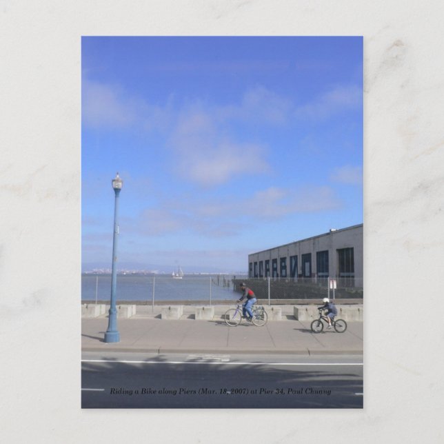 Postal Montar en bicicleta por Piers... (Anverso)