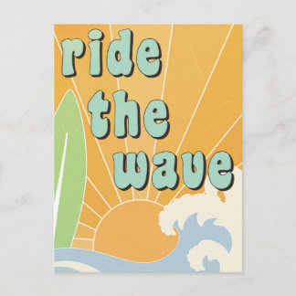 Postal Montar la Ola Inspiracional Tema de Surf Positivid