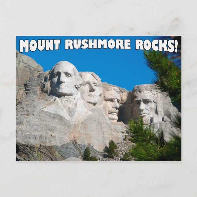 Postal ¡Montar Rocas Rushmore! Monte Rushmore, Dakota del (Anverso)