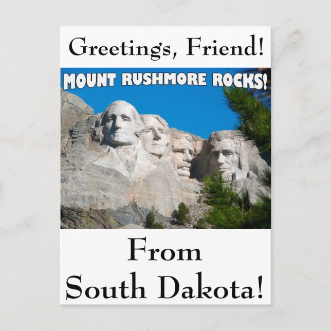 Postal ¡Montar Rocas Rushmore! Monte Rushmore, Dakota del (Anverso)