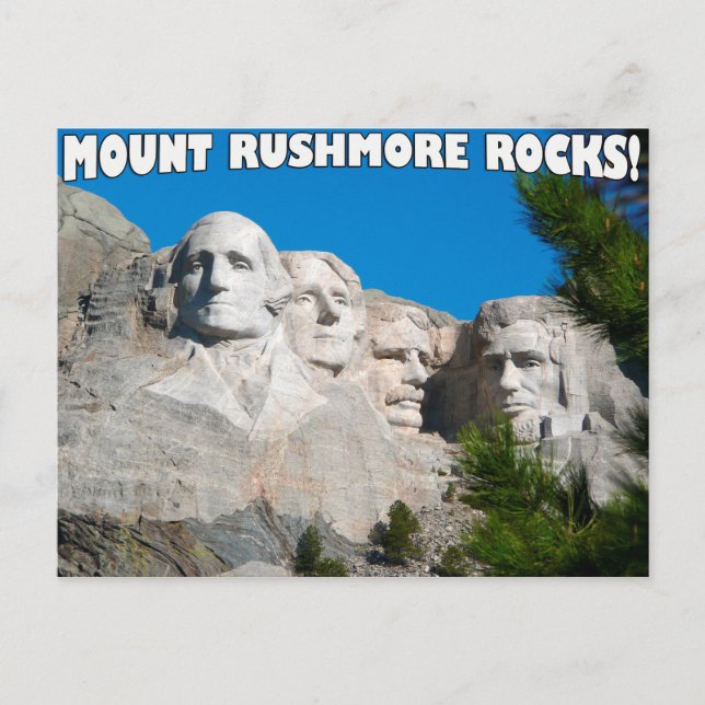 Postal ¡Montar Rocas Rushmore! Monte Rushmore, Dakota del (Anverso)