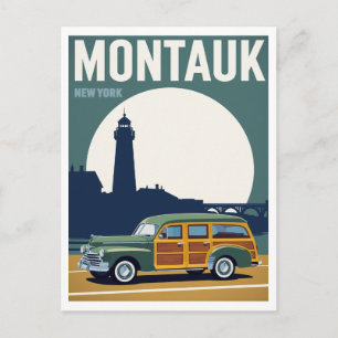 Postal Montauk Woody Lighthouse Retro