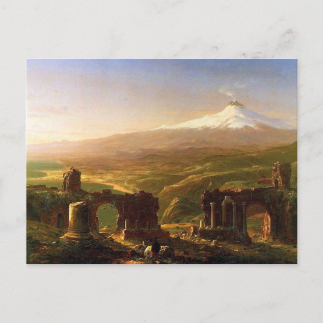 Postal Monte Etna desde Taormina, ruinas del volcán (Anverso)