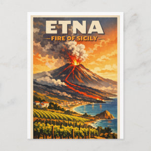 Postal Monte Etna, Italia, en un clásico retro