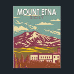 Postal Monte Etna Sicily Viaje Arte Vintage<br><div class="desc">Monte Etna en un estilo de arte vectorial. El Monte Etna se encuentra en la costa este de Sicilia,  entre las ciudades de Messina y Catania Italia</div>