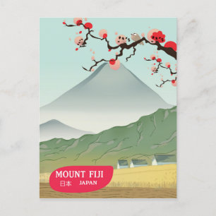 Postal monte fiji impresión de viaje vintage Japón