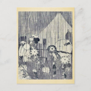 Postal Monte Fuji a través de gotas de lluviapor Katsushi