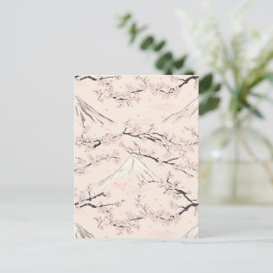 Postal Monte Fuji con Flor de Cerezo – Japonés