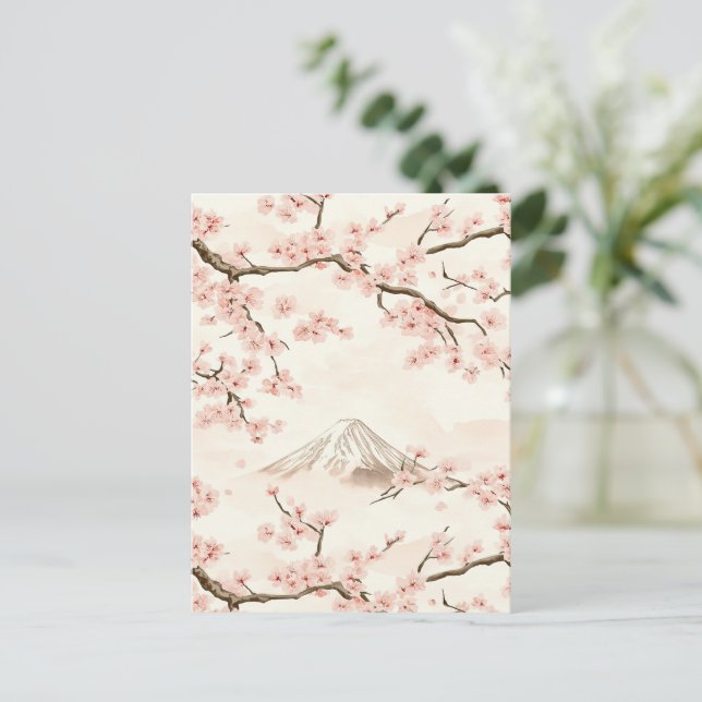 Postal Monte Fuji con Flor de Cerezo – Japonés (3) (Anverso de pie)