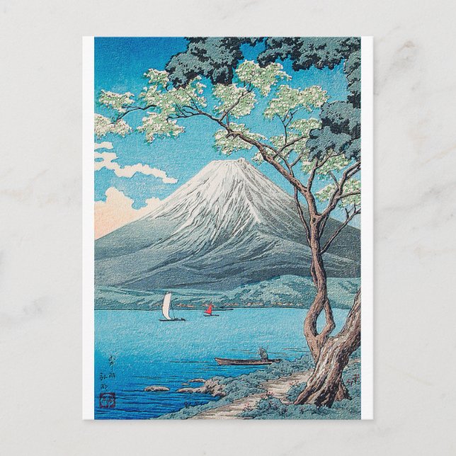 Postal Monte Fuji del lago Yamanaka, imprenta de H.Takaha (Anverso)