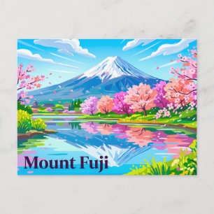 Postal Monte Fuji (Fujisan) con flores de cerezo Japón