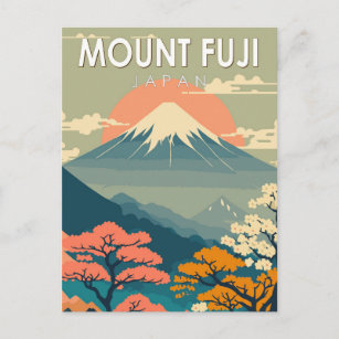 Postal Monte Fuji Japón Viaje de arte