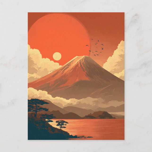 Postal Monte Fuji Japón vintage (Anverso)