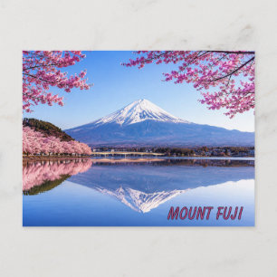 Postal Monte Fuji rodeado de cerezos en flor
