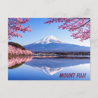 Postal Monte Fuji rodeado de cerezos en flor