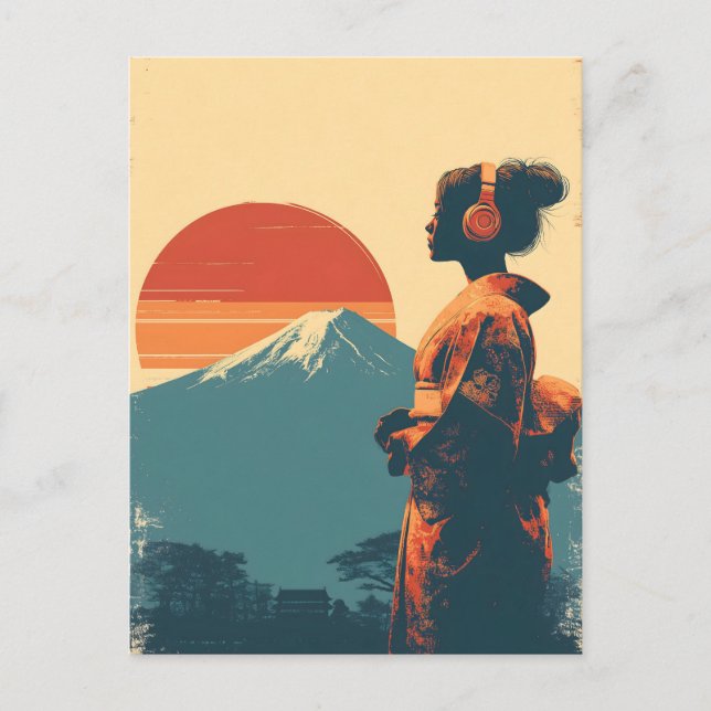 Postal Monte Fuji vintage (Anverso)