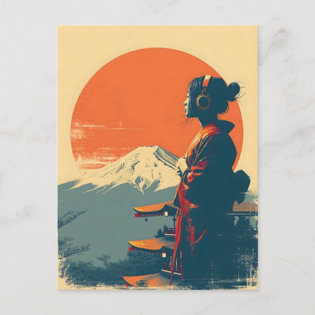 Postal Monte Fuji vintage (Anverso)