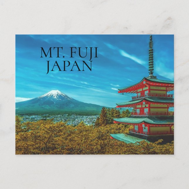 Postal Monte Fuji Volcán Pagoda Japón (Anverso)