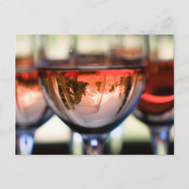 Postal Monte Hood en un vaso de vino (Anverso)