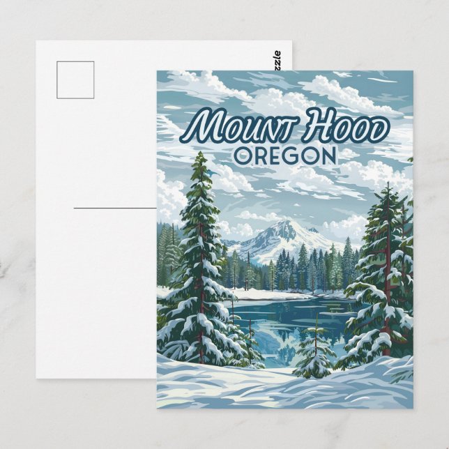 Postal Monte Hood Oregon Ski Pacífico Noroeste Invierno (Anverso / Reverso)