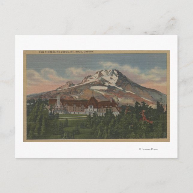 Postal Monte Hood, Oregón - Vista de la nueva línea de ti (Anverso)