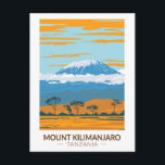 Postal Monte Kilimanjaro Tanzania Tanzania África Vintage<br><div class="desc">Diseño de arte vectorial del Monte Kilimanjaro. Es la montaña más alta de África y la montaña independiente más alta del mundo.</div>