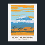 Postal Monte Kilimanjaro Tanzania Tanzania África Vintage<br><div class="desc">Diseño de arte vectorial del Monte Kilimanjaro. Es la montaña más alta de África y la montaña independiente más alta del mundo.</div>