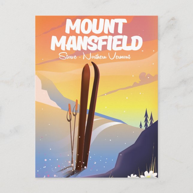 Postal Monte Mansfield, esquí de Stowe, Vermont septentri (Anverso)