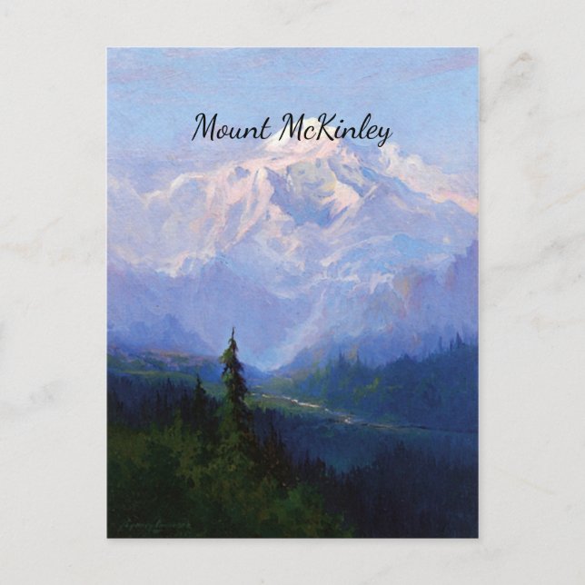 Postal Monte McKinley, bellas obras de arte de Alaska (Anverso)