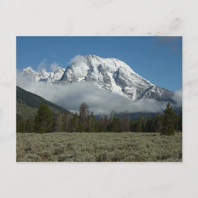Postal Monte Moran y nubes en Grand Teton (Anverso)