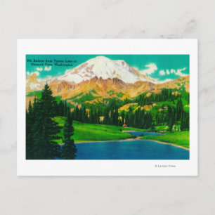 Postal Monte Rainier del lago Tipsoo en el paso de Chinoo