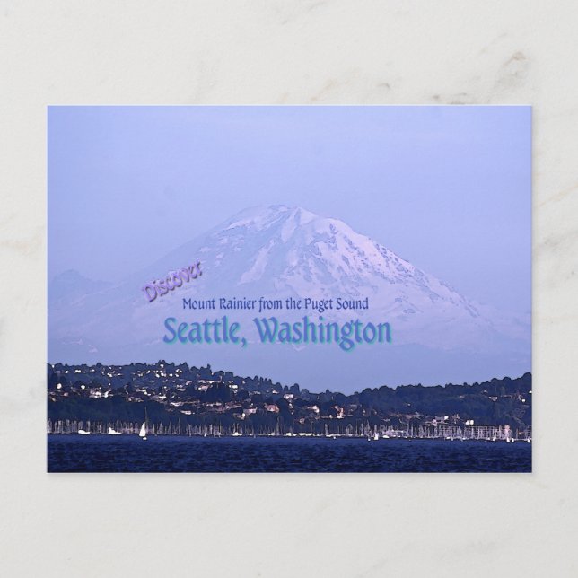 Postal Monte Rainier desde el sonido de Puget (Anverso)