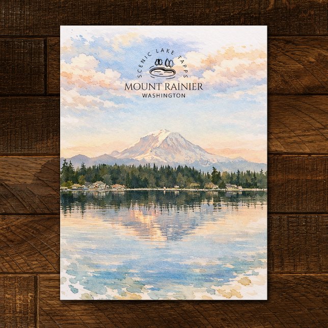 Postal Monte Rainier, Lago Tapps, Washington | Acuarela (Mount Rainier, Lake Tapps, Washington Postcard)