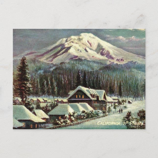 Postal Monte Shasta, California en invierno (Anverso)