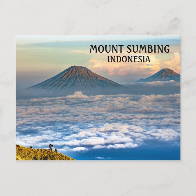 Postal Monte Sumbing Volcán Indonesia (Anverso)