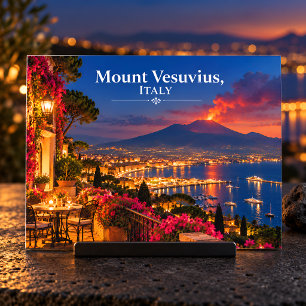 Postal Monte Vesubio Italia Noche Volcán Escénico Viaje P