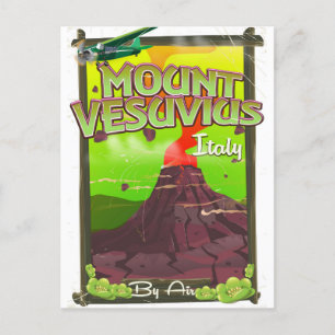 Postal Monte Vesubio volcán de dibujos animados italiano