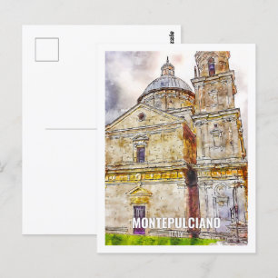 Postal Montepulciano France Travel Place Watercolor