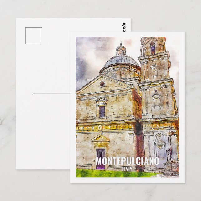 Postal Montepulciano France Travel Place Watercolor (Anverso / Reverso)