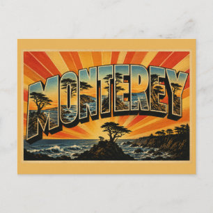 Postal Monterey California Ciprés Solitario Arte de Costa