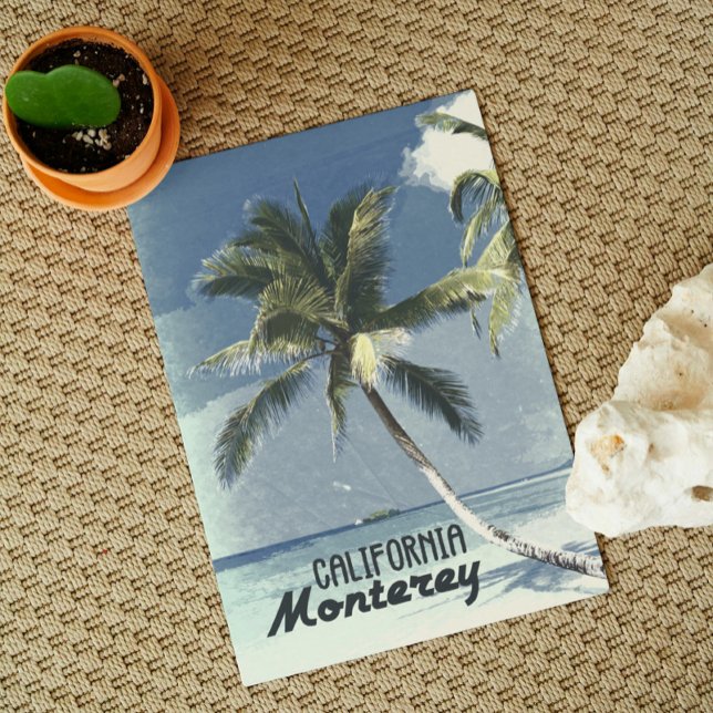 Postal Monterey California Vintage Beach Travel Art (Subido por el creador)