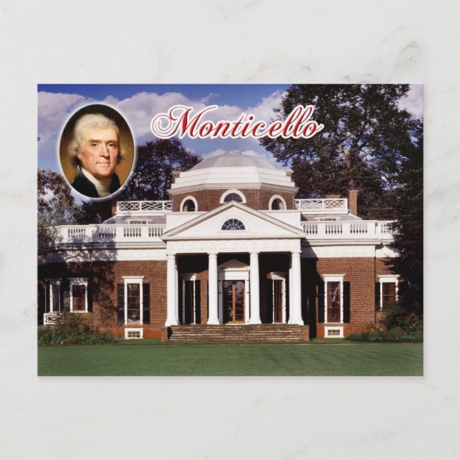 Postal Monticello, hogar de Jefferson, Virginia (Anverso)