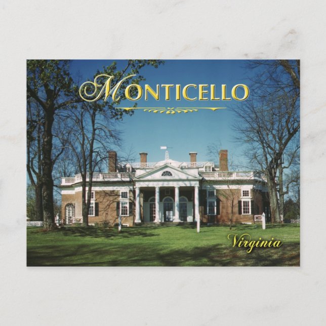 Postal Monticello, hogar de Jefferson, Virginia (Anverso)